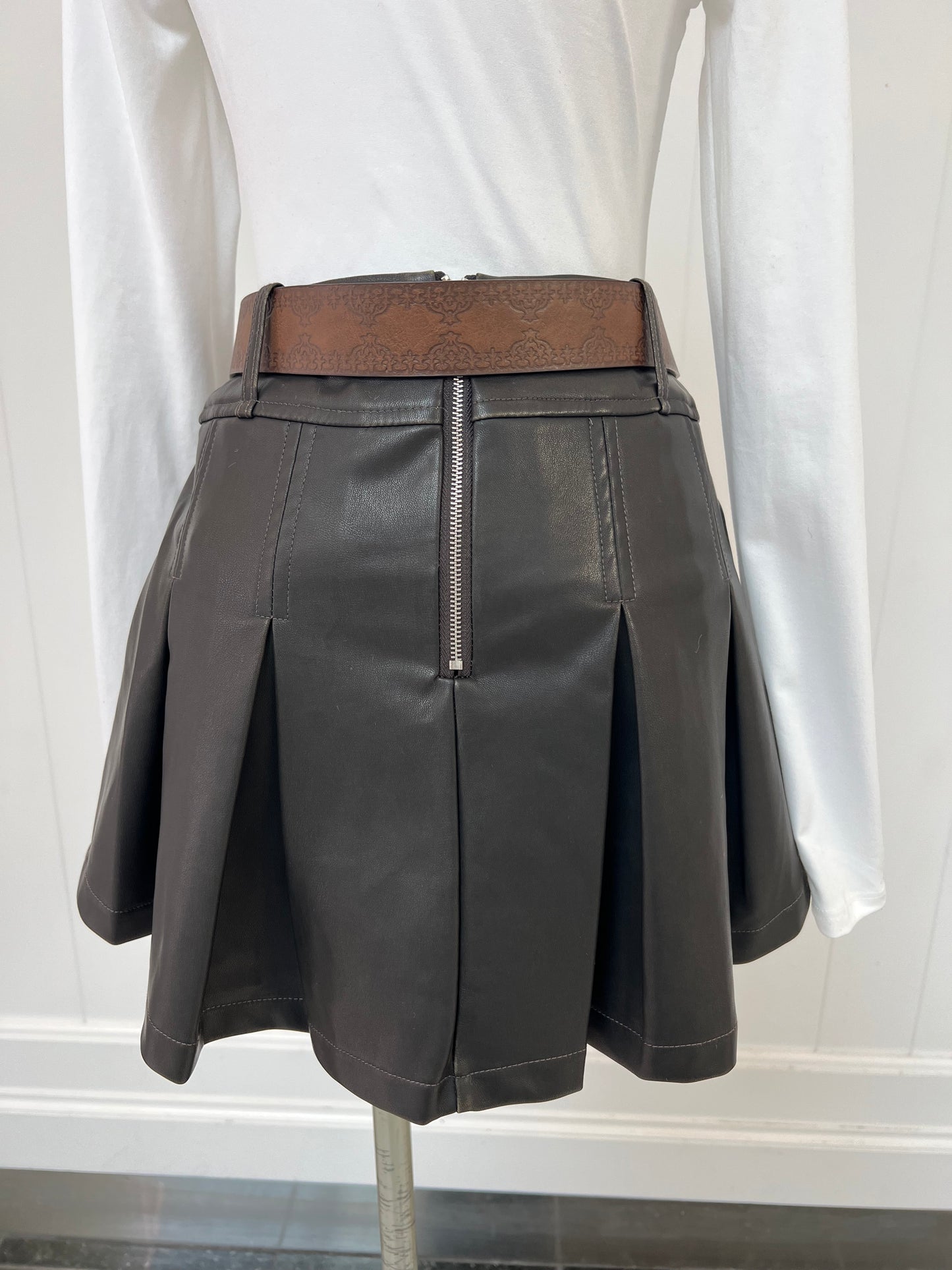 Buckle Up Leather Skort
