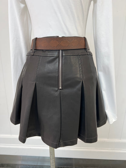 Buckle Up Leather Skort