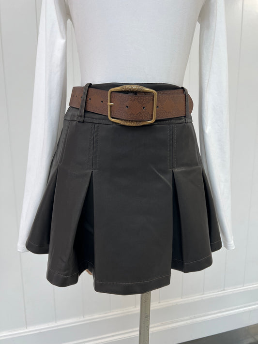 Buckle Up Leather Skort